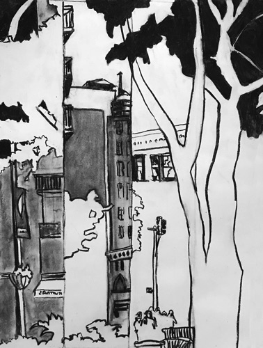 Madison Square Park 23rd Street;
charcoal on paper, 24 x 18" Madison Square Park 23rd Street;
charcoal on paper, 24 x 18"